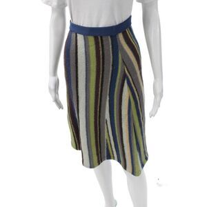 Kenzo Paris Women A-Line Wool Striped Knee Length Skirt Multicolor Size S